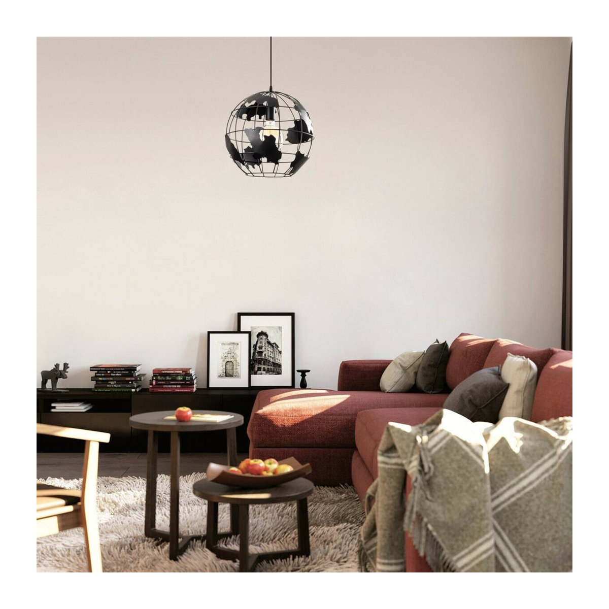 Opviq Pendelleuchte aus Metall in Schwarz im Industrial Design mit E27 Fassung, B/T/H: 40 x 40 x 110 cm - Bild 2