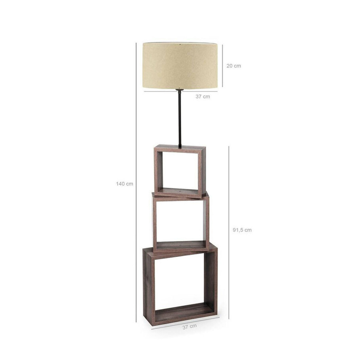 Opviq Stehleuchte Modern in Beige aus Holz und Stoff mit E27 Fassung, B/T/H: 37 x 37 x 140 cm - Bild 2