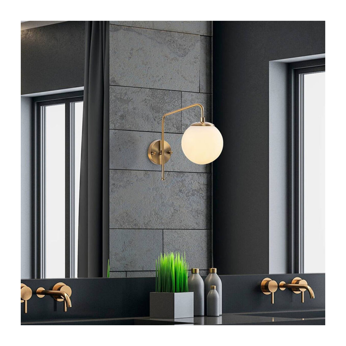 Opviq Wandleuchte aus Glas und Metall in Kupfer, Design im Retro- und Skandinavischen Stil, E14, B/H/T: 32 x 32 x 15 cm - Bild 2
