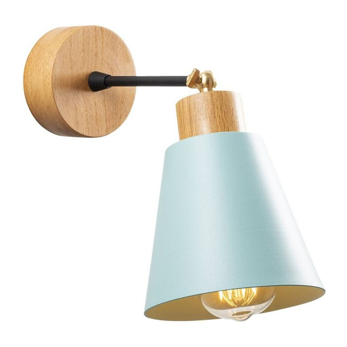 Opviq Wandleuchte in Türkis und Blau aus Metall und Holz im skandinavischen Design, E27, B/H/T: 14 x 25 x 14 cm - Bild 1