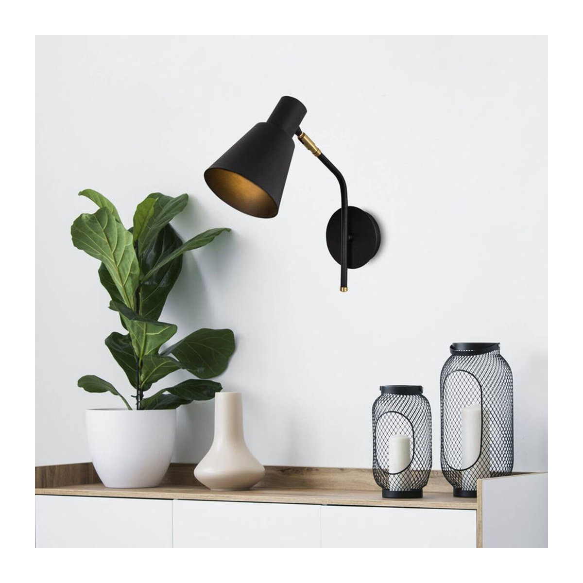 Opviq Wandleuchte Sivani in Schwarz und Gold aus Metall mit E27 Fassung, B: 36 cm, H: 40 cm, T: 15 cm - Bild 2