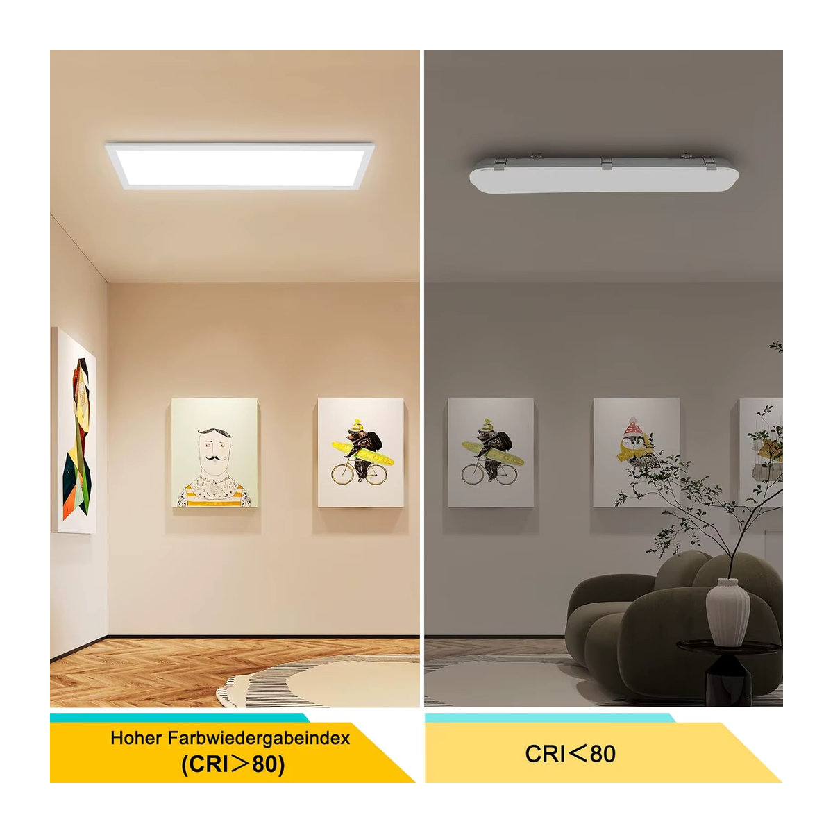 Oraymin 3er Set LED-Deckenleuchten dimmbar mit Fernbedienung Weiß B/T/H: 58 x 20 cm, 24W, 2400LM, 3000K-6500K Modern Minimalistisch - Bild 3