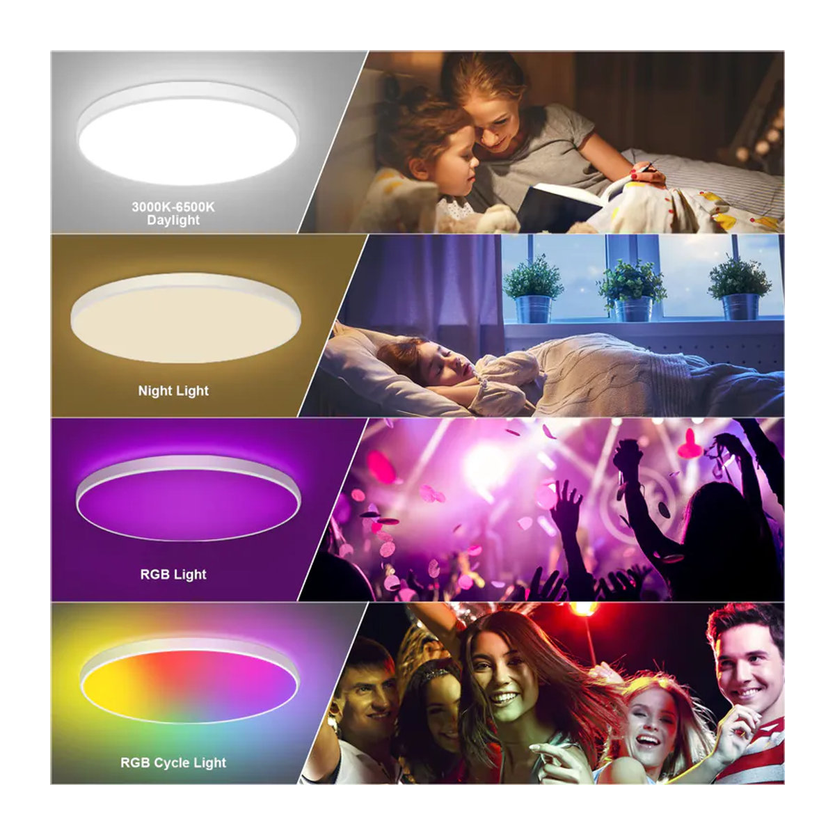 Oraymin Intelligente RGB LED-Deckenlampe 24W mit 16 Millionen Farben, Dimmbar per App und Fernbedienung, Durchmesser: 30 cm - Bild 2