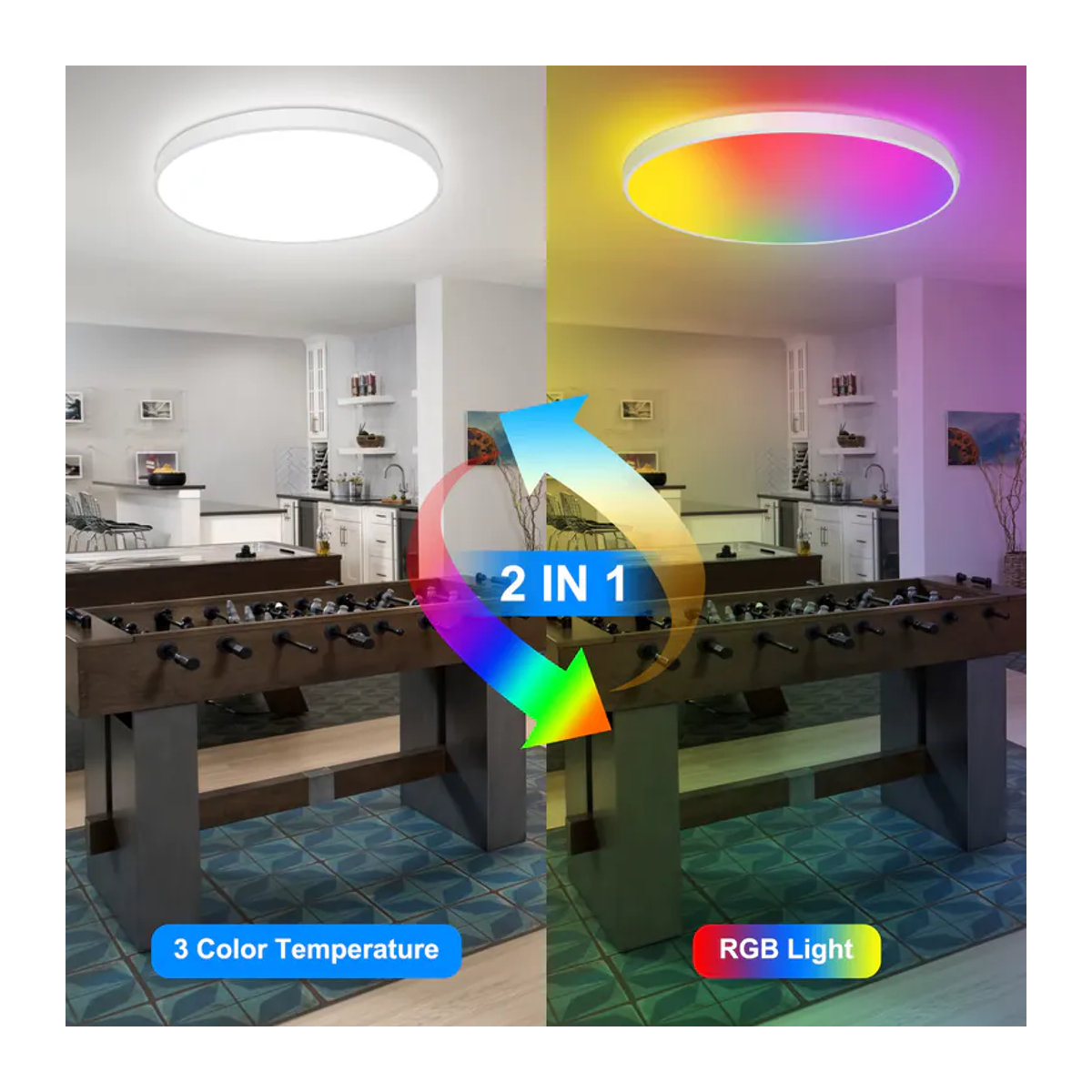Oraymin Intelligente RGB LED-Deckenlampe 24W mit 16 Millionen Farben, Dimmbar per App und Fernbedienung, Durchmesser: 30 cm - Bild 3