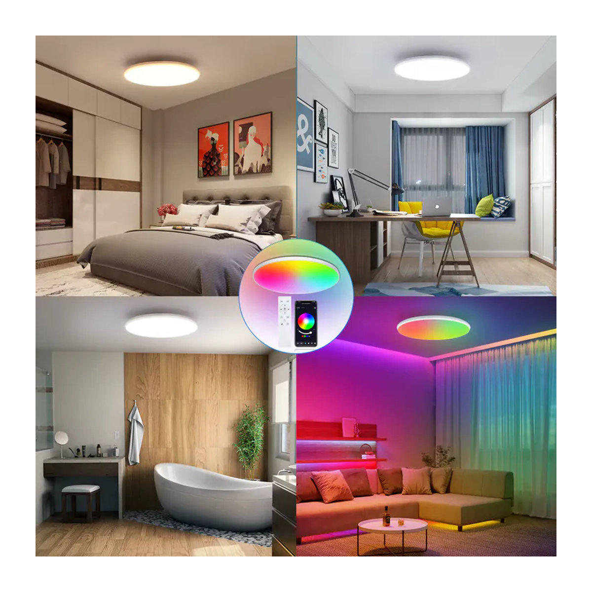 Oraymin Intelligente RGB LED-Deckenlampe 24W mit 16 Millionen Farben, Dimmbar per App und Fernbedienung, Durchmesser: 30 cm - Bild 4