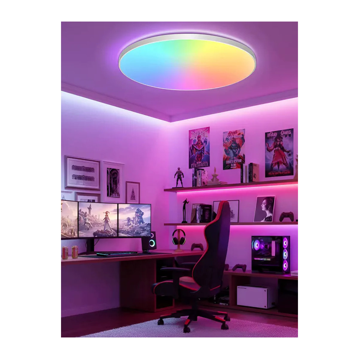 Oraymin Intelligente RGB LED-Deckenlampe 24W mit 16 Millionen Farben, Dimmbar per App und Fernbedienung, Durchmesser: 30 cm - Bild 7