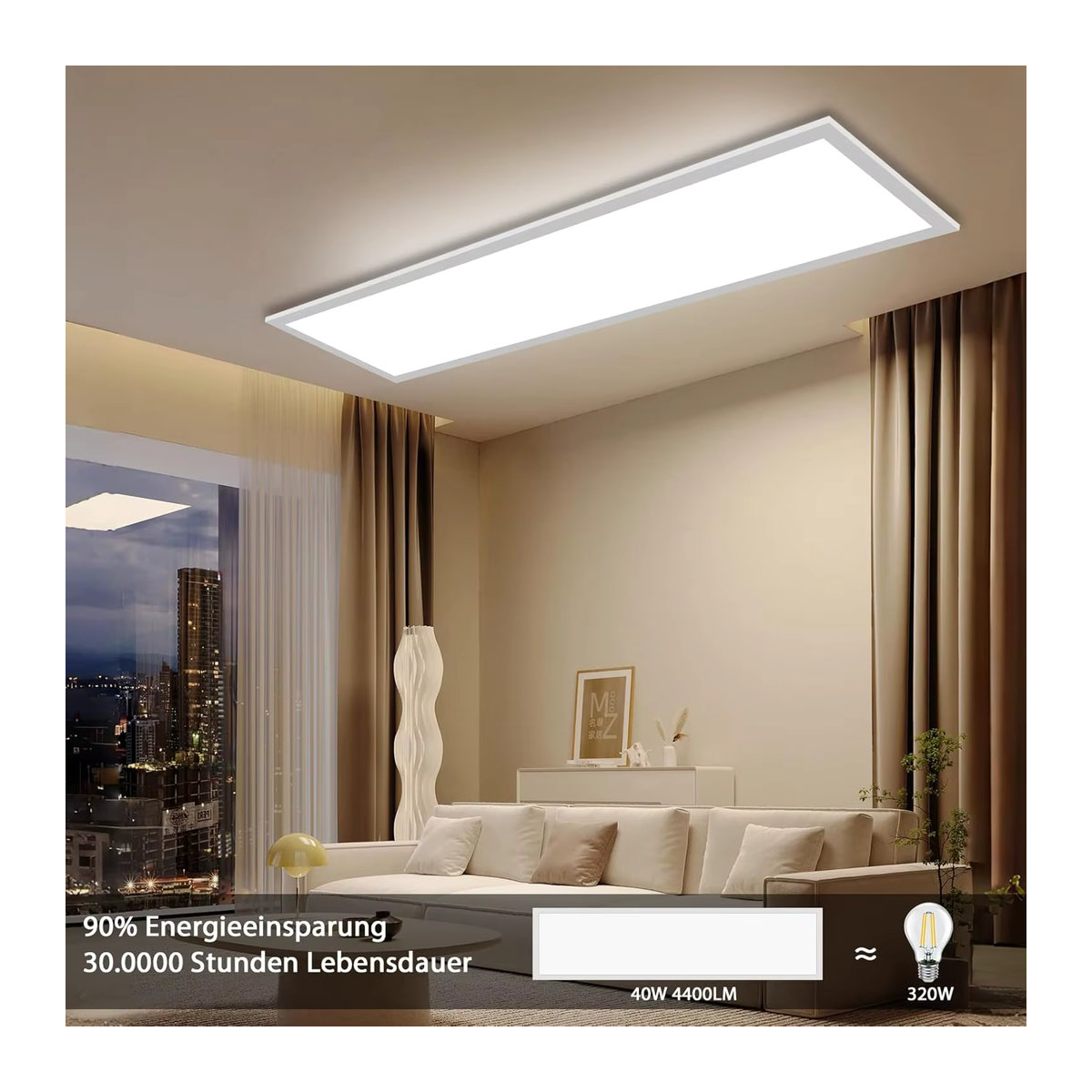 Oraymin LED Deckenlampe Weiß, dimmbar mit Fernbedienung, 36W, 3960LM, B/L: 120 x 30 cm - Bild 4