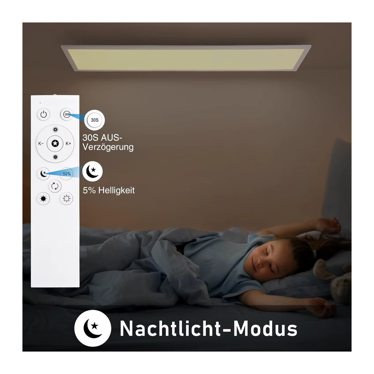 Oraymin LED Deckenlampe Weiß, dimmbar mit Fernbedienung, 36W, 3960LM, B/L: 120 x 30 cm - Bild 5