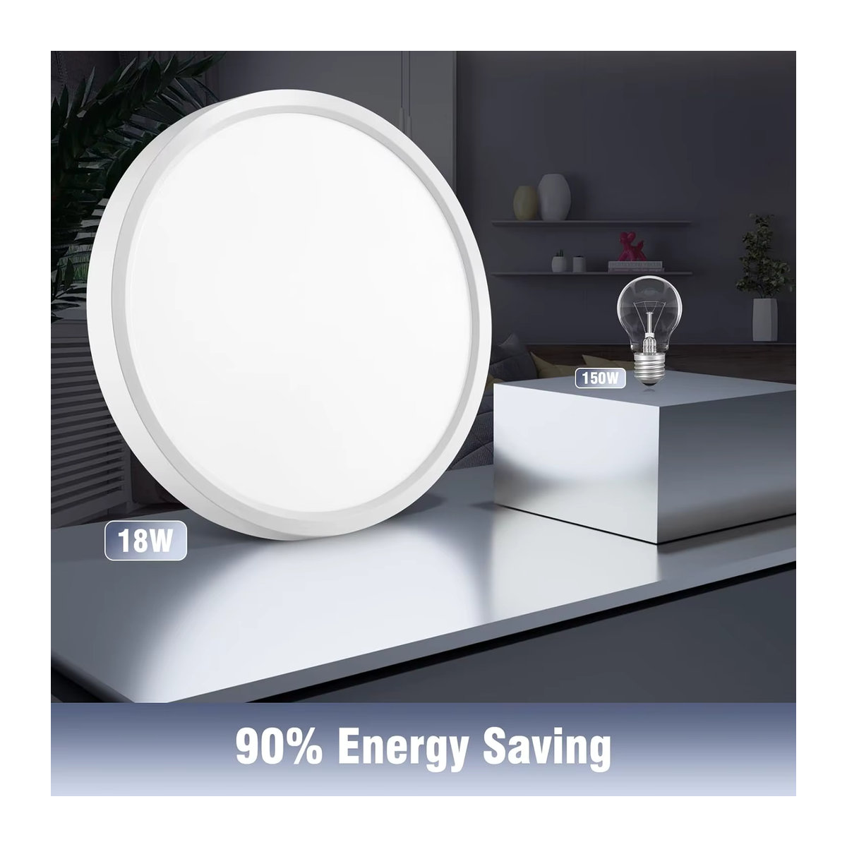 Oraymin LED-Deckenleuchte mit Bewegungssensor, 18W, Neutralweiß, Weiß, minimalistisches Design - Bild 4