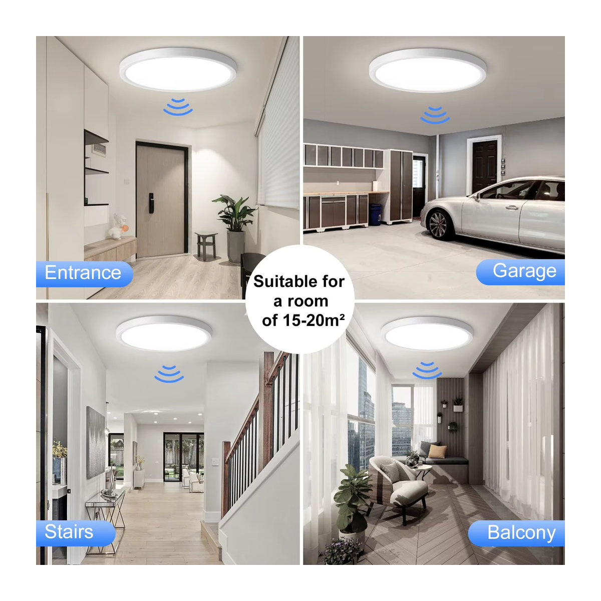 Oraymin LED-Deckenleuchte mit Bewegungssensor, 18W, Neutralweiß, Weiß, minimalistisches Design - Bild 8
