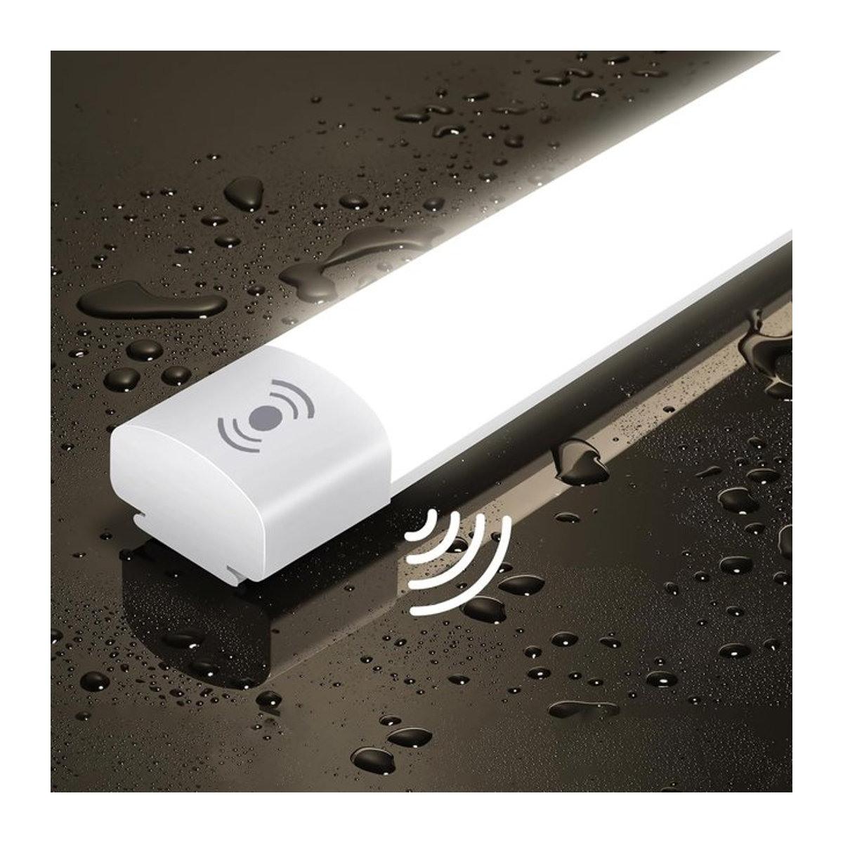 Oraymin LED-Nassraumleuchte mit Bewegungsmelder, 45 W, 4950 lm, IP66 Deckenlampe in Weiß, Neutralweiß - Bild 1