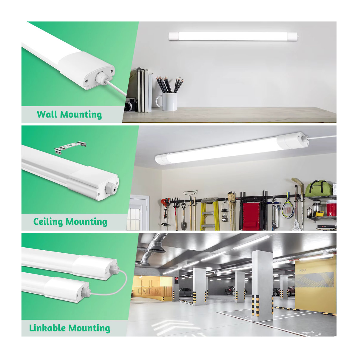 Oraymin LED-Röhrenleuchte Deckenlampe in Weiß, 45W, 4950LM, Neutralweiß, IP66 Wasserdicht, 150cm - Bild 3