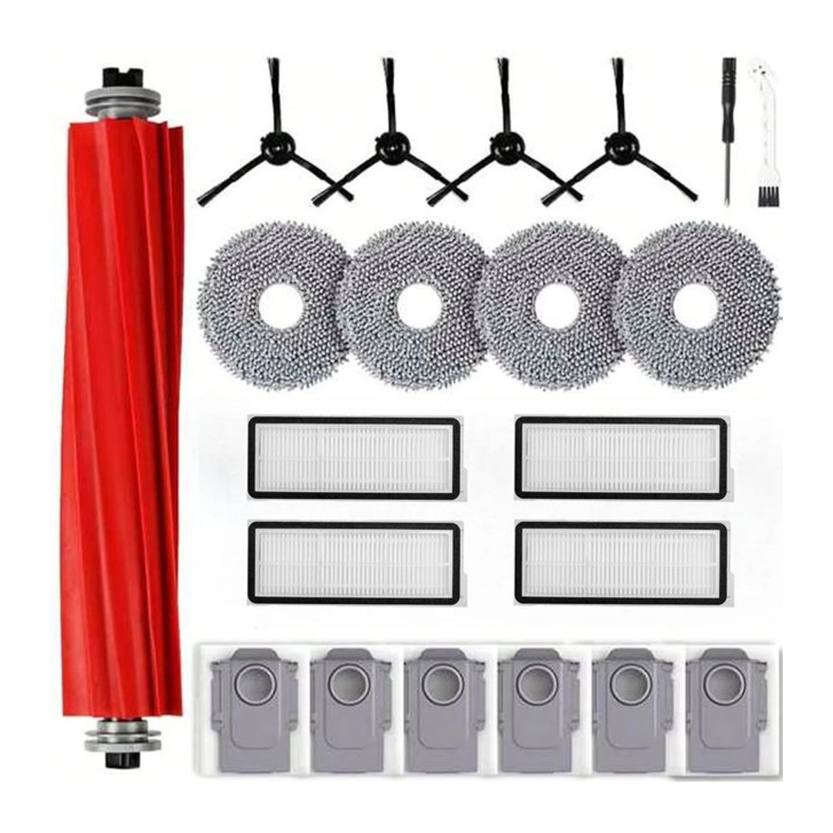 ORevo Zubehör Set für S/QRevo Pro Roboter Staubsauger mit Hauptseitenbürste, Hepa-Filter und Mopp-Lappen in Bunt - Bild 1