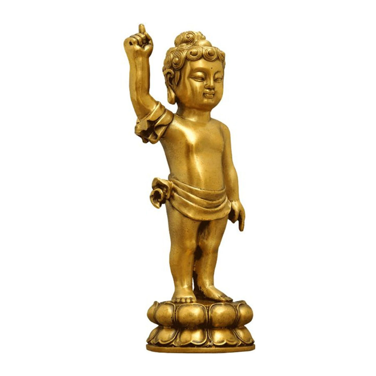 Orientalische Buddha Statue aus Messing in Gold, stehendes Buddha-Dekorationsmodell - Bild 1
