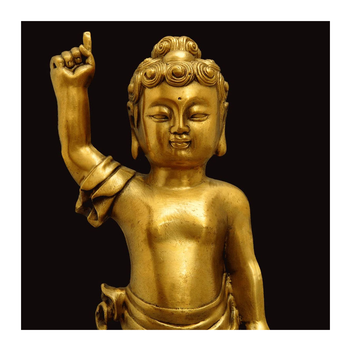 Orientalische Buddha Statue aus Messing in Gold, stehendes Buddha-Dekorationsmodell - Bild 2