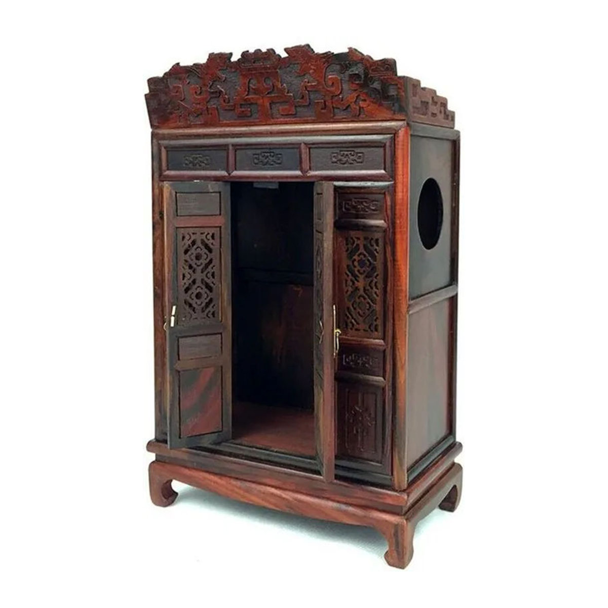 Orientalischer Buddha-Altar Butsudan Schrein aus Holz in Braun als tragbare Zen-Gebetsdekoration - Bild 1