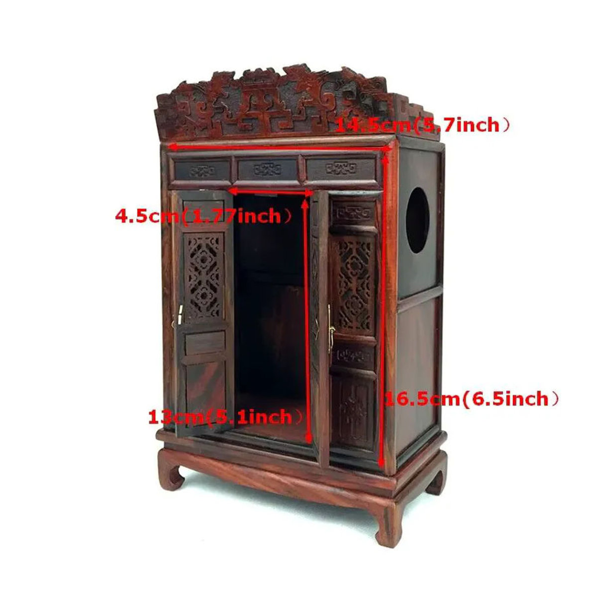 Orientalischer Buddha-Altar Butsudan Schrein aus Holz in Braun als tragbare Zen-Gebetsdekoration - Bild 2