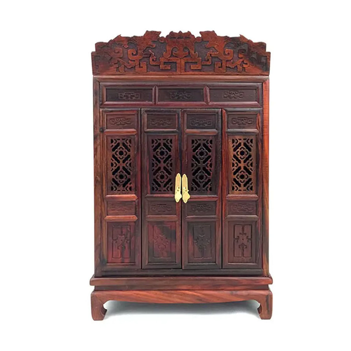 Orientalischer Buddha-Altar Butsudan Schrein aus Holz in Braun als tragbare Zen-Gebetsdekoration - Bild 3
