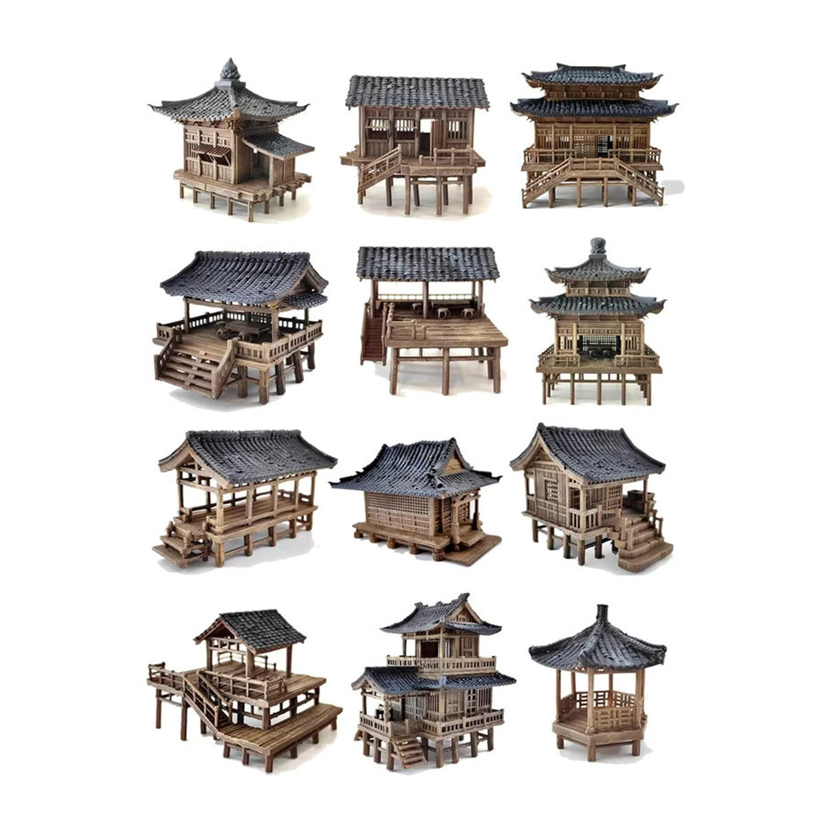 Orientalischer Pavillon aus braunem Holz als Miniatur-Landschaft und Dekoration für dein Mini-Aquarium oder Bonsai-Schreibtisch-Deko - Bild 6