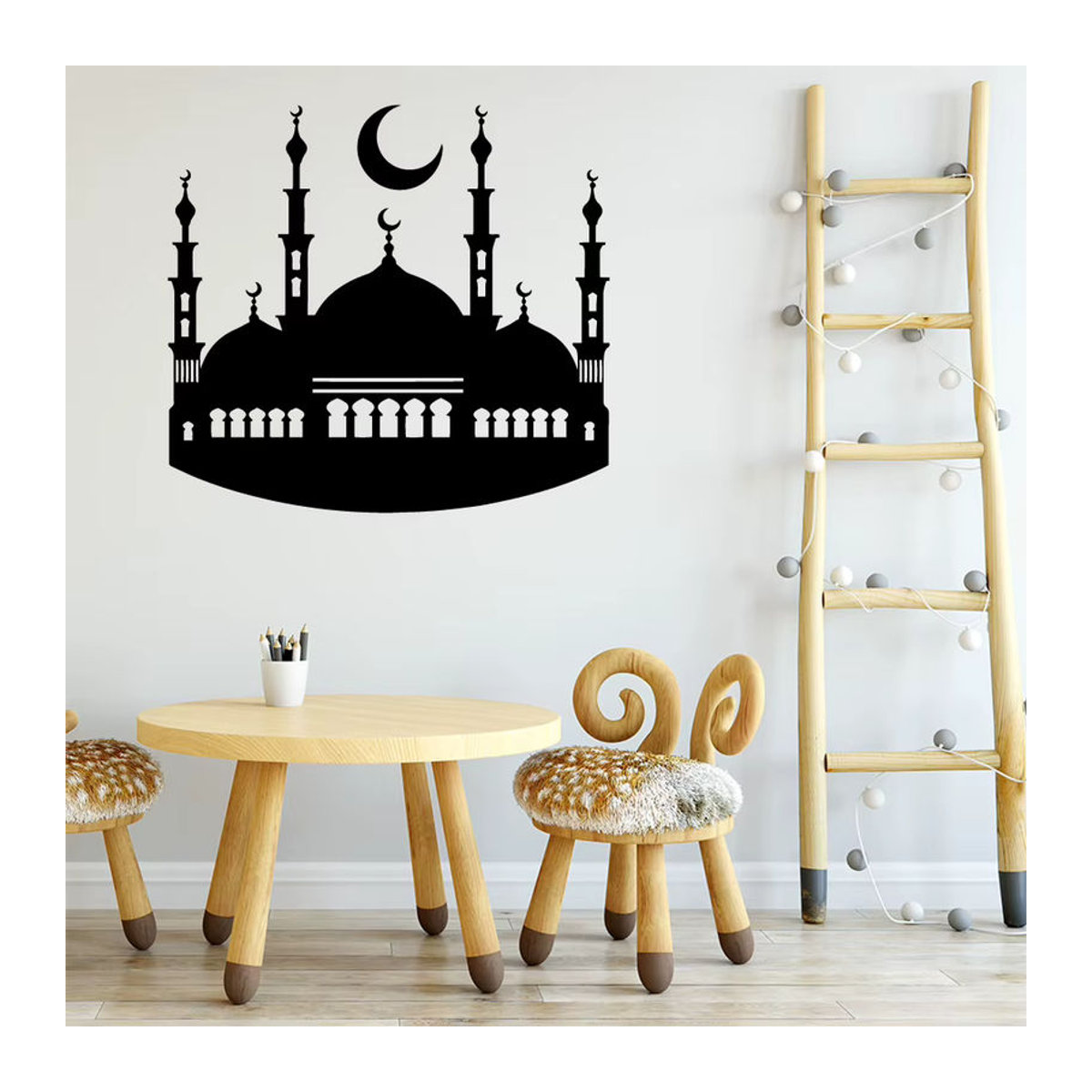 Orientalischer Wandaufkleber mit Moschee und Mond Symbol in Schwarz zur Wanddekoration - Bild 3
