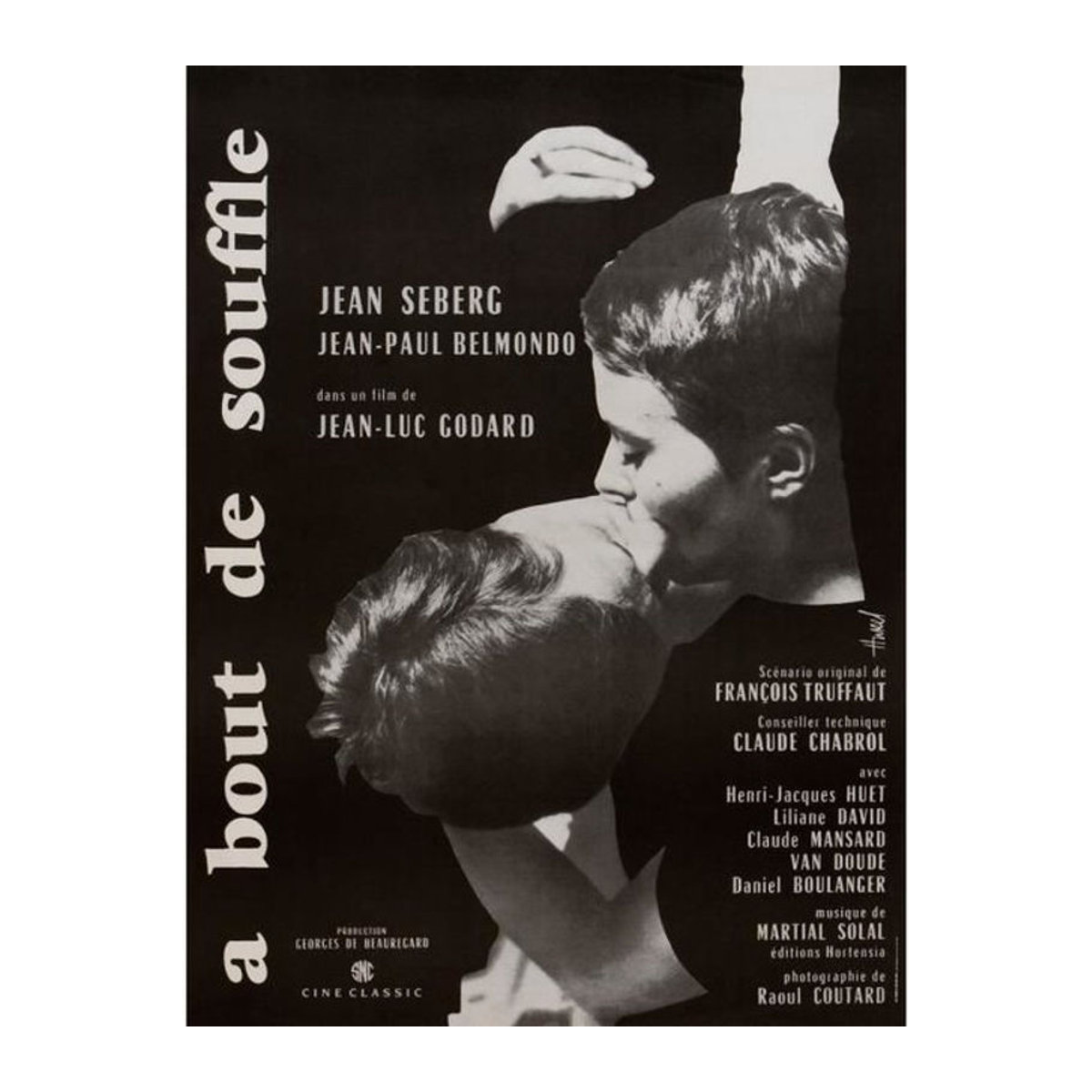 Originale Filmplakat Dekoration À bout de souffle im Vintage-Stil, Schwarz, Papier, B: 53 cm, H: 40 cm - Bild 1