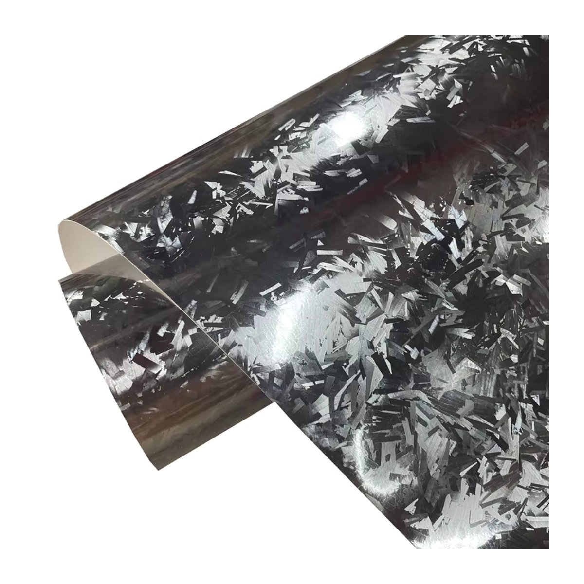 ORINOWRAPS Carbon-Vinylfolie in Silber mit geometrischem Design und glänzender Chrom-Optik für die Fahrzeugfolierung - Bild 2