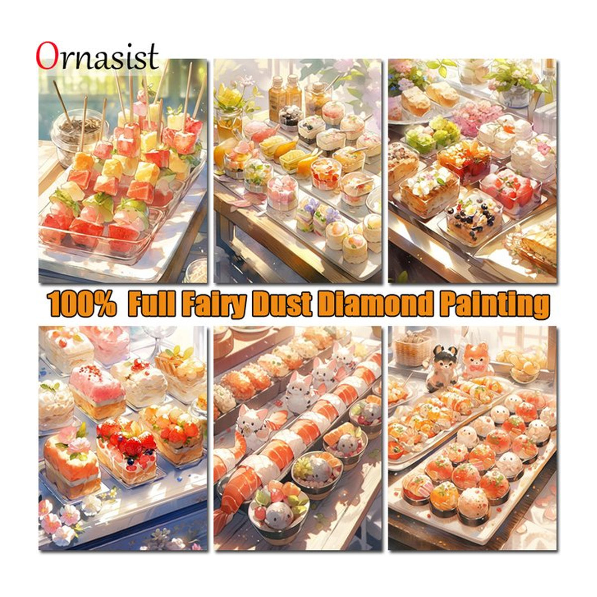 Ornasist DIY Diamond Painting Set Sushi Motiv Mehrfarbig Wandkunst Quadratisch - Bild 1
