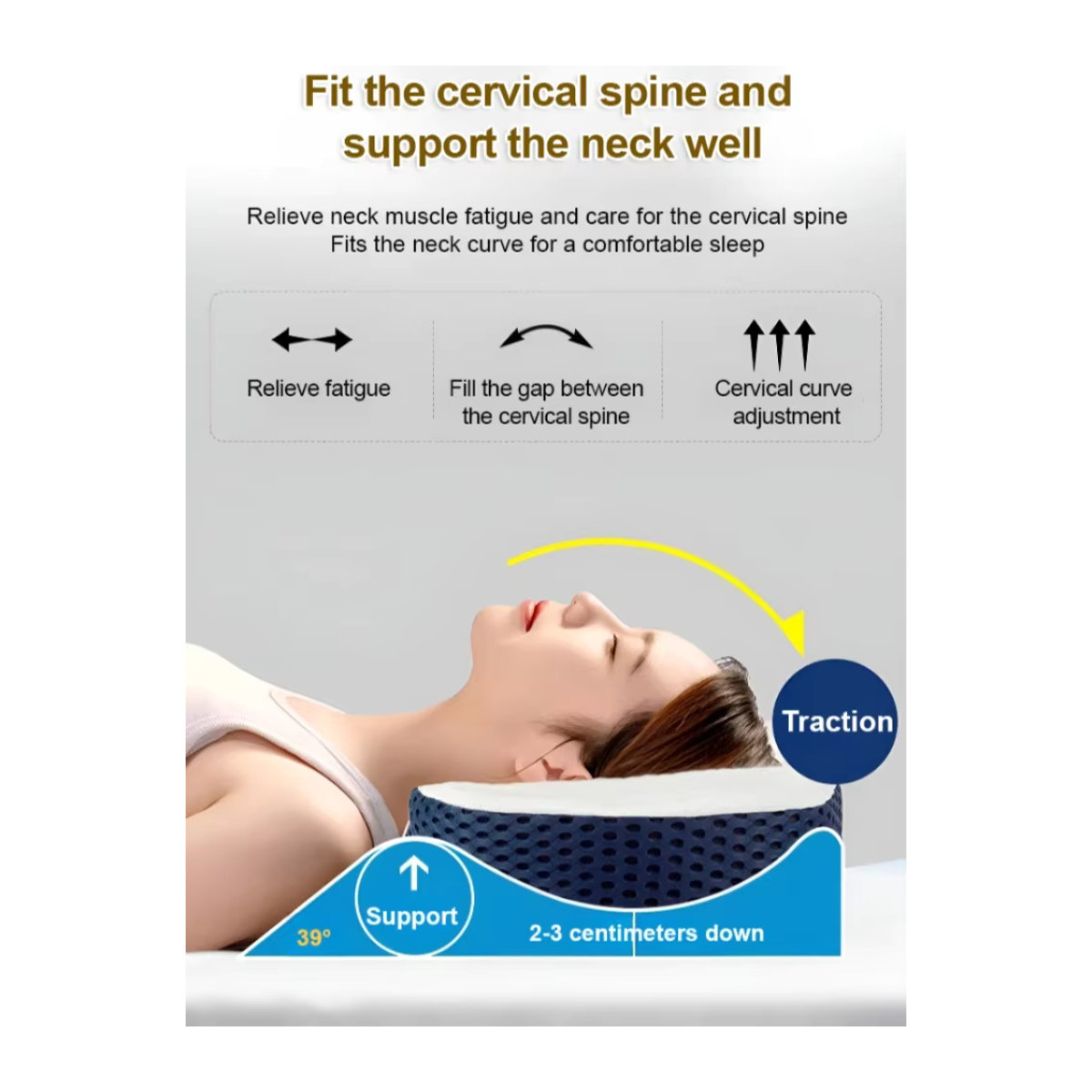Orthopädisches Memory Foam Nackenkissen zur Unterstützung von Kopf und Hals für erholsamen Schlaf - Bild 3