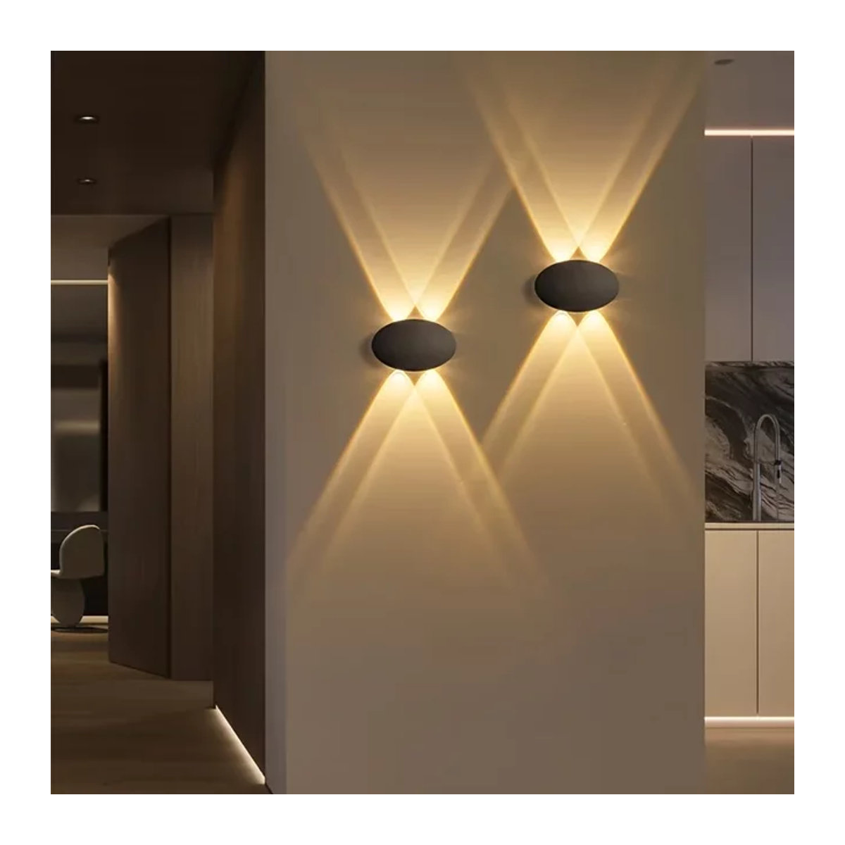 OSABO Moderne LED Wandleuchte Oval IP65 Wasserdicht Schwarz Warmweiß 4W - Bild 1
