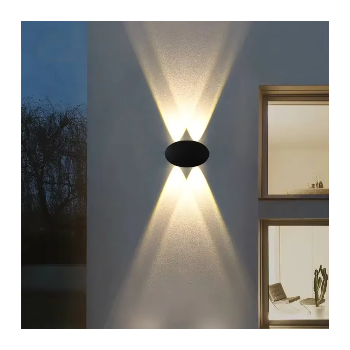 OSABO Moderne LED Wandleuchte Oval IP65 Wasserdicht Schwarz Warmweiß 4W - Bild 2