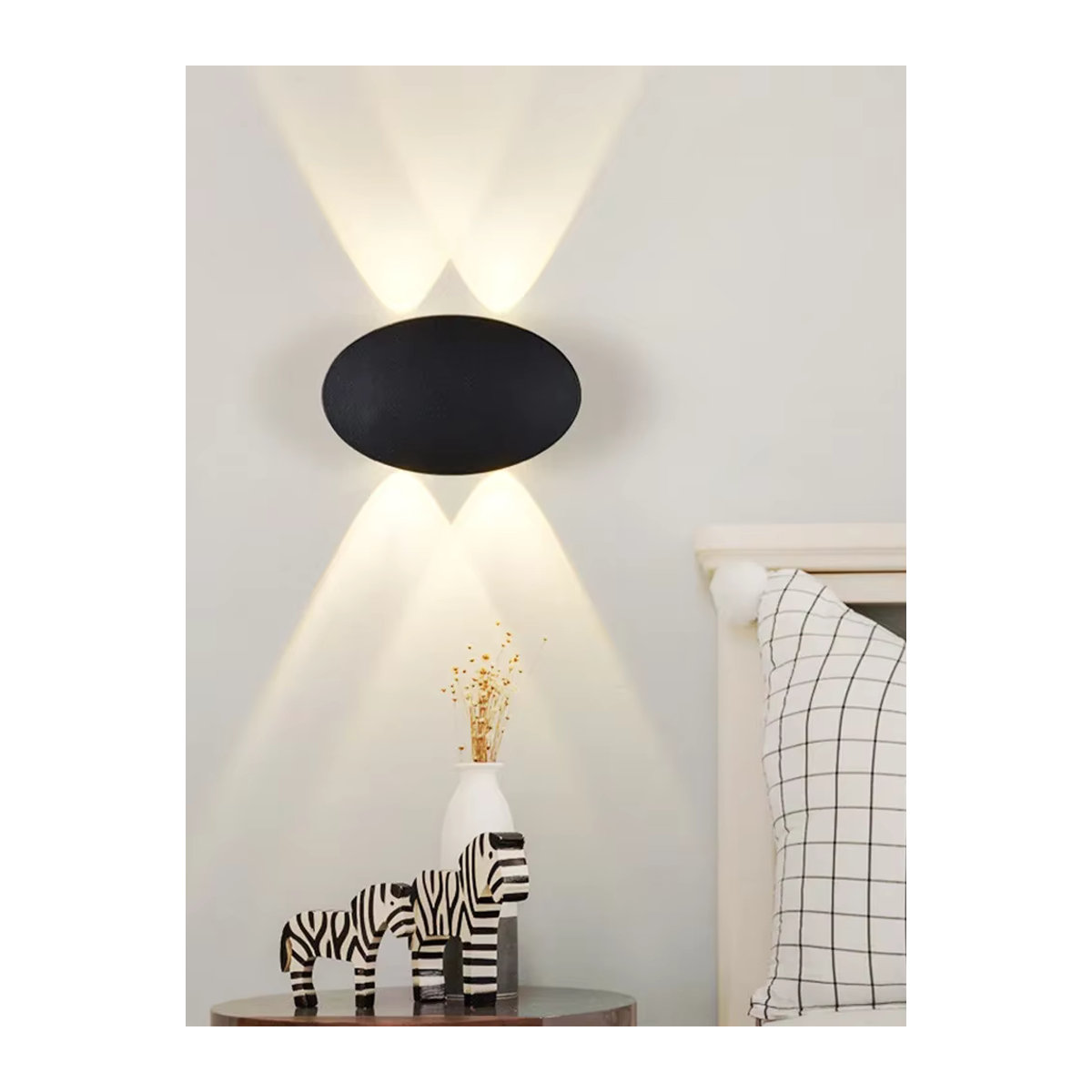 OSABO Moderne LED Wandleuchte Oval IP65 Wasserdicht Schwarz Warmweiß 4W - Bild 5
