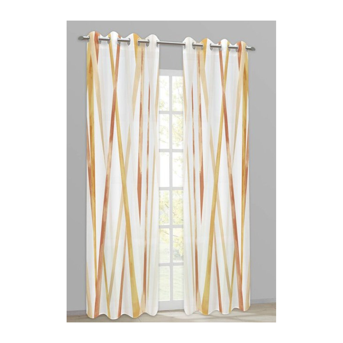 Ösenvorhang Melanie silver edition in terra, braun und mehrfarbig, B: 135 cm, H: 245 cm - Bild 1