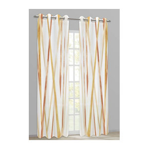 Ösenvorhang Melanie silver edition in terra, braun und mehrfarbig, B: 135 cm, H: 245 cm