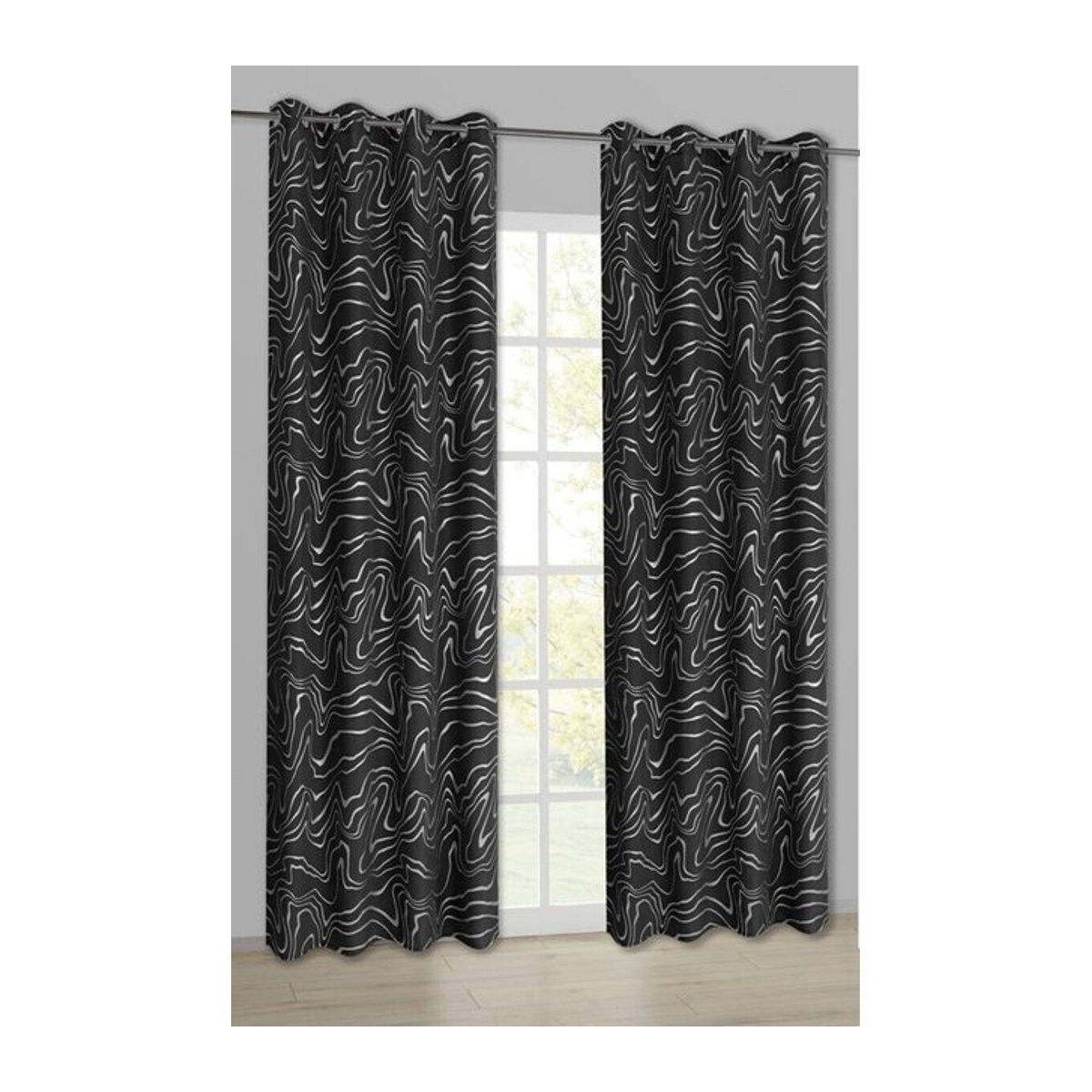 Ösenvorhang Samoa von POCOline in Schwarz, B/H: 135 x 245 cm - Bild 1