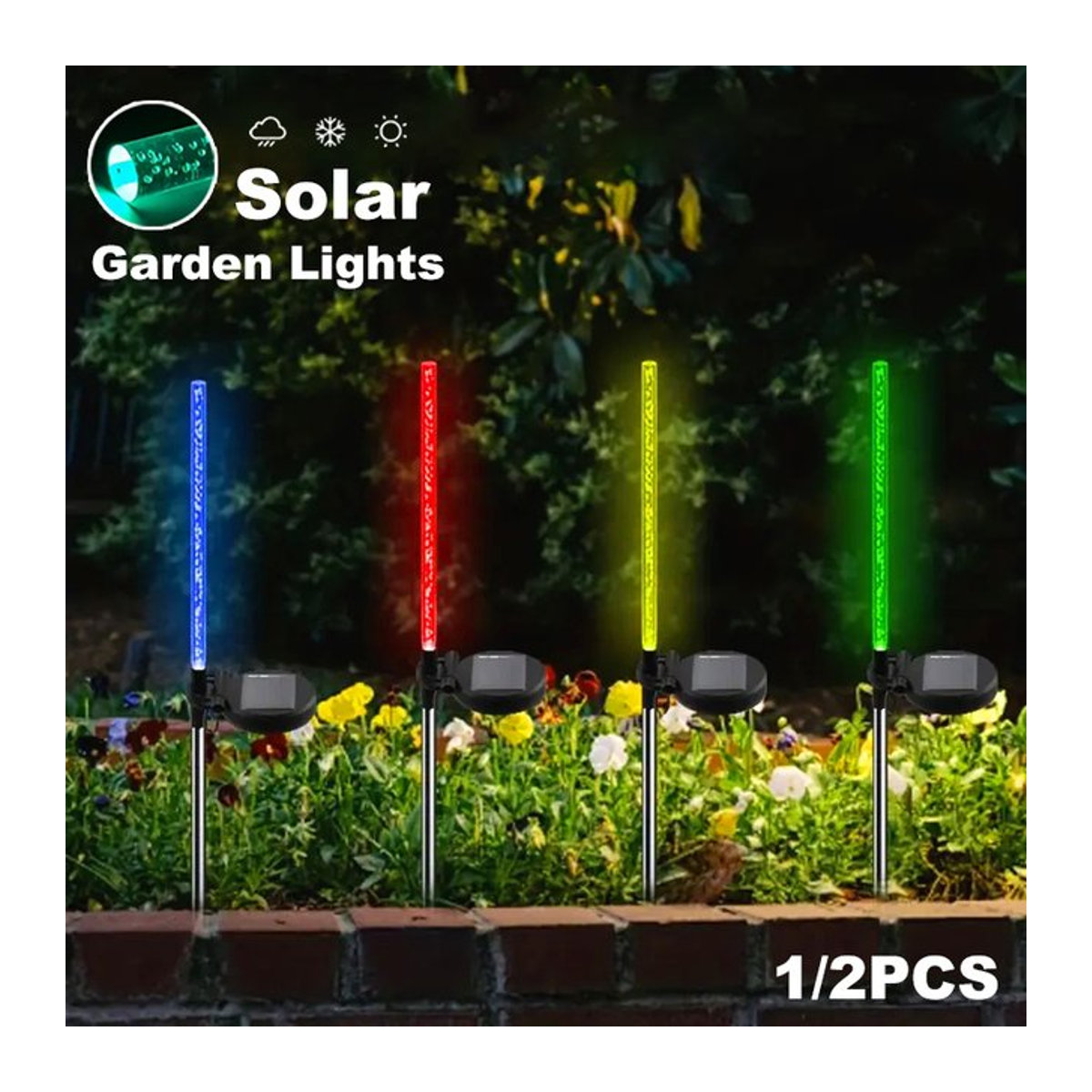 OSIDEN Solar Gartenleuchte RGB Blasen Stick Wasserdicht Outdoor Dekolicht Bunt - Bild 1