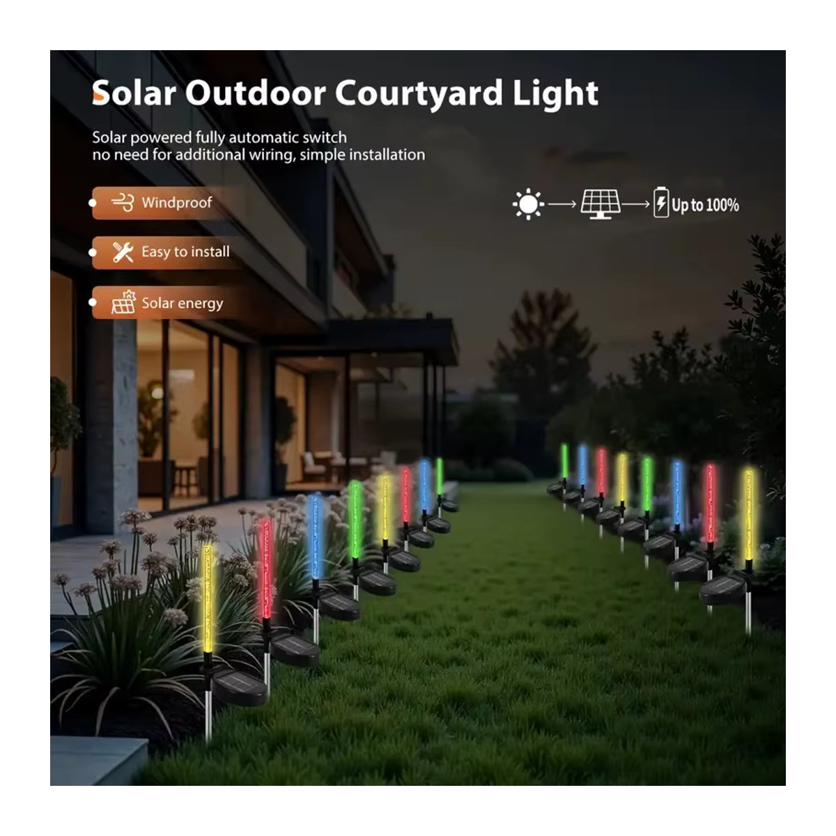 OSIDEN Solar Gartenleuchte RGB Blasen Stick Wasserdicht Outdoor Dekolicht Bunt - Bild 2