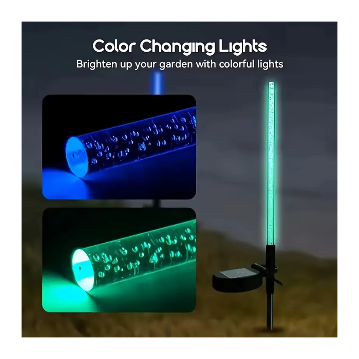 OSIDEN Solar Gartenleuchte RGB Blasen Stick Wasserdicht Outdoor Dekolicht Bunt - Bild 5