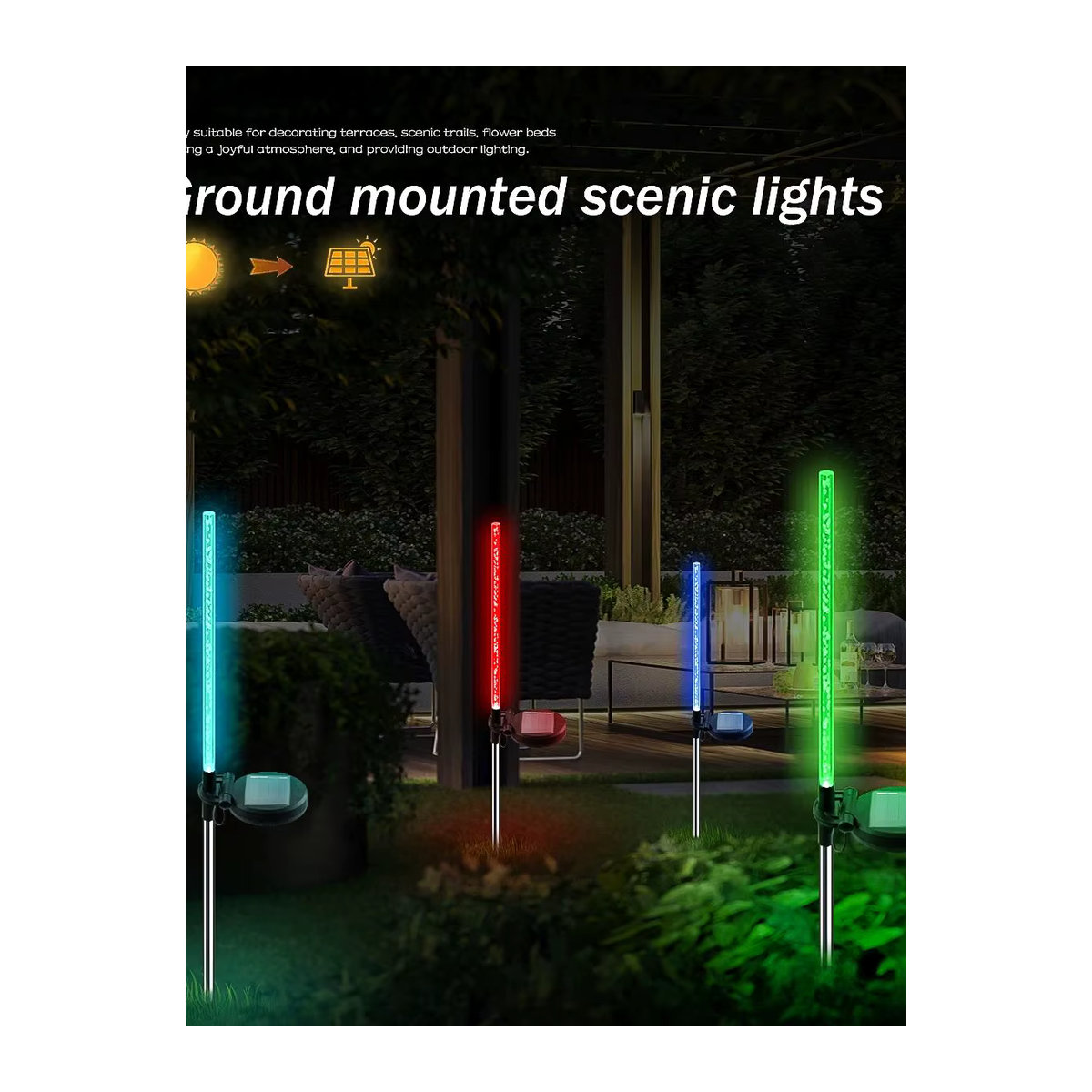 OSIDEN Solar Gartenleuchte RGB Blasen Stick Wasserdicht Outdoor Dekolicht Bunt - Bild 7