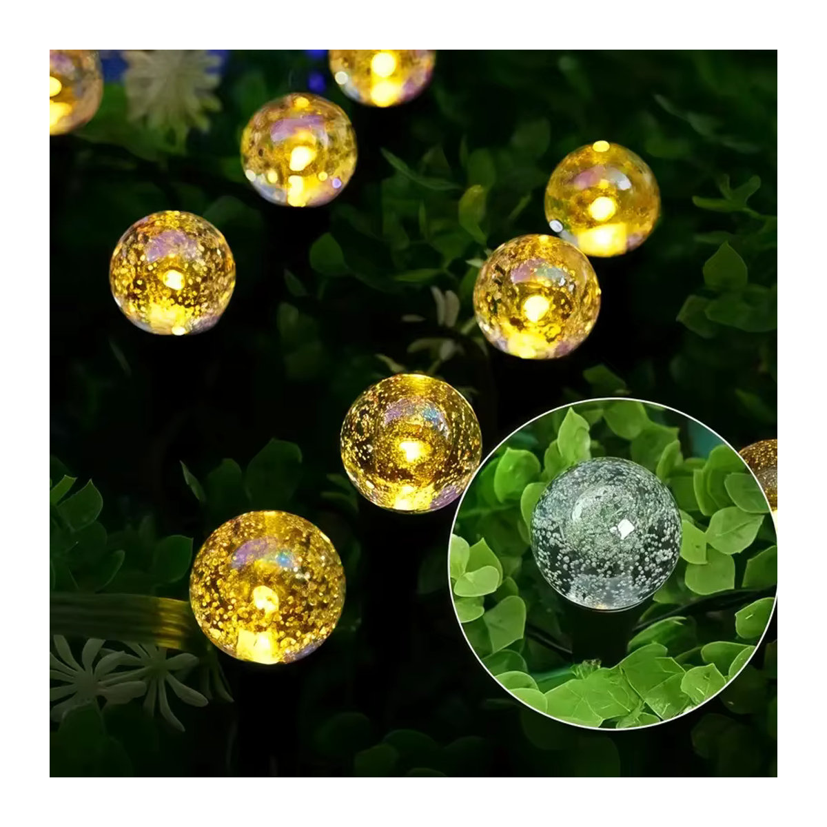 OSIDEN Solar-Kristallkugel-Wegeleuchte mit 30 weißen LEDs, wasserdichte Garten-Lichterkette für Außenbereich, Rasen und Dekoration - Bild 3