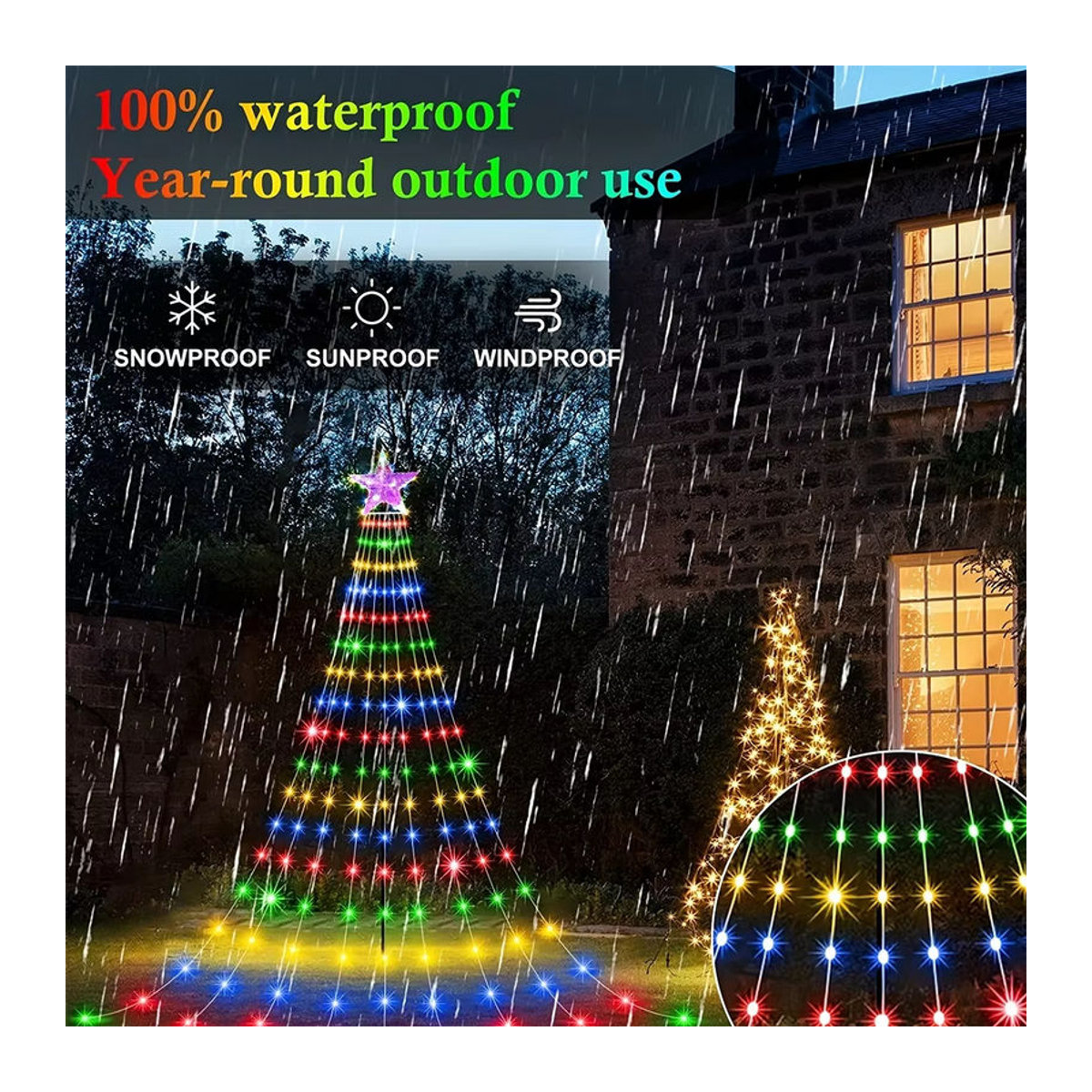 OSIDEN Solar LED Pentagramm Lichterkette für Outdoor und Weihnachten mit 8 Modi, Wasserdicht, 2 m und 3 m - Bild 3