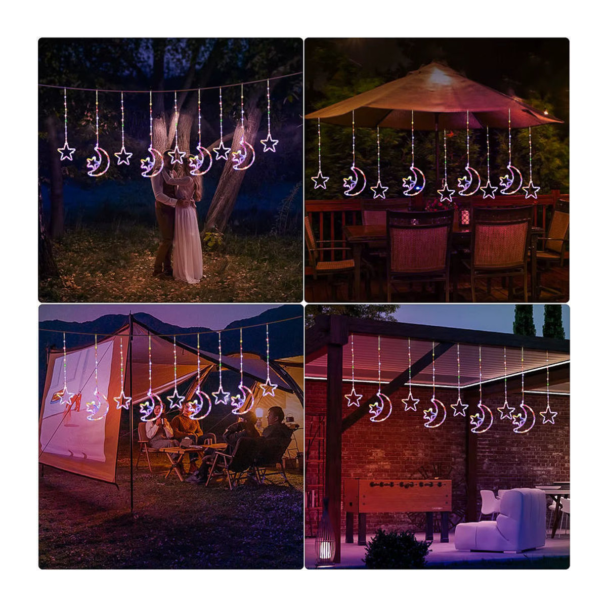 OSIDEN Solar Lichtkette mit 120 LED Stern und Mond aus Acryl in Bunt mit 8 Beleuchtungsmodi für Garten und Dekoration - Bild 4