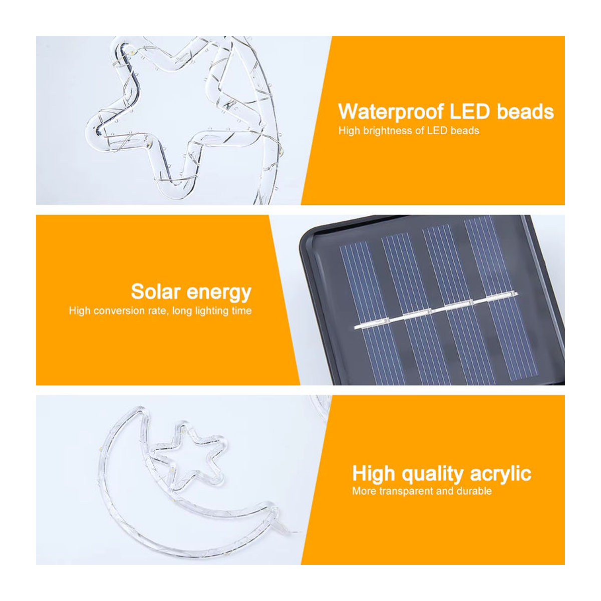 OSIDEN Solar Lichtkette mit 120 LED Stern und Mond aus Acryl in Bunt mit 8 Beleuchtungsmodi für Garten und Dekoration - Bild 6