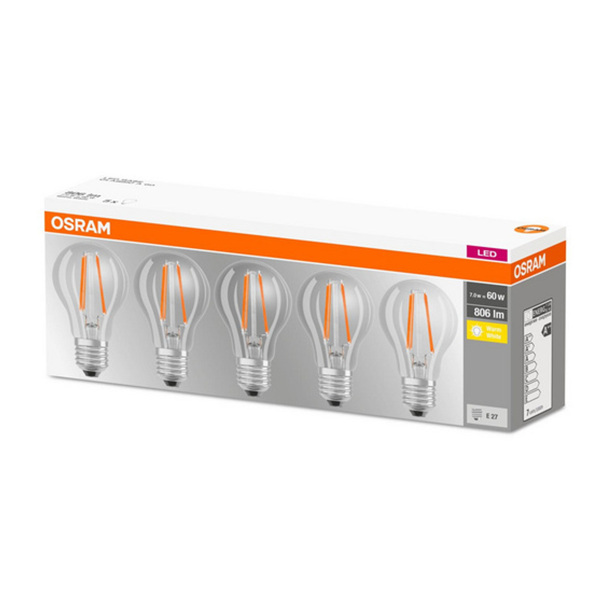 Osram LED-Leuchtmittel Classic E27 7 W Warmweiß transparent - Bild 2