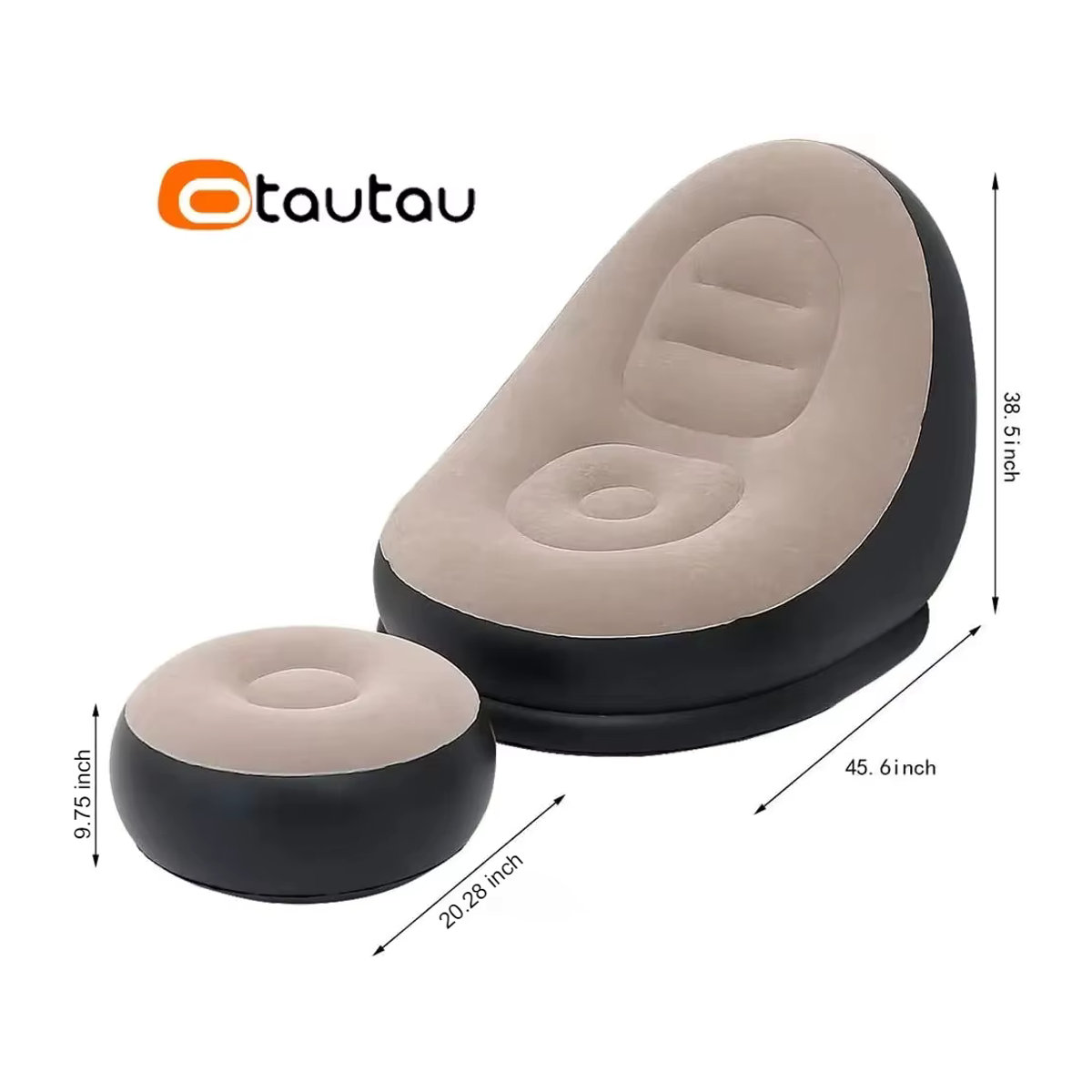 OTAUTAU Aufblasbare Outdoor Liege Grau Minimalistisches Camping Sofa und Gartenliege - Bild 6