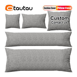 OTAUTAU Baumwoll-Leinen-Kissenbezug in Grau für Sofa, Bett oder Couch