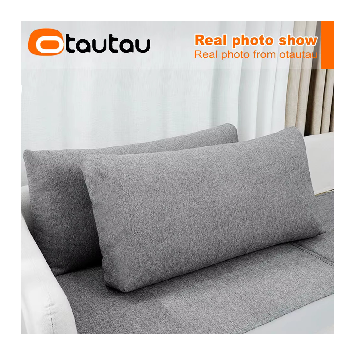 OTAUTAU Baumwoll-Leinen-Kissenbezug in Grau für Sofa, Bett oder Couch - Bild 2