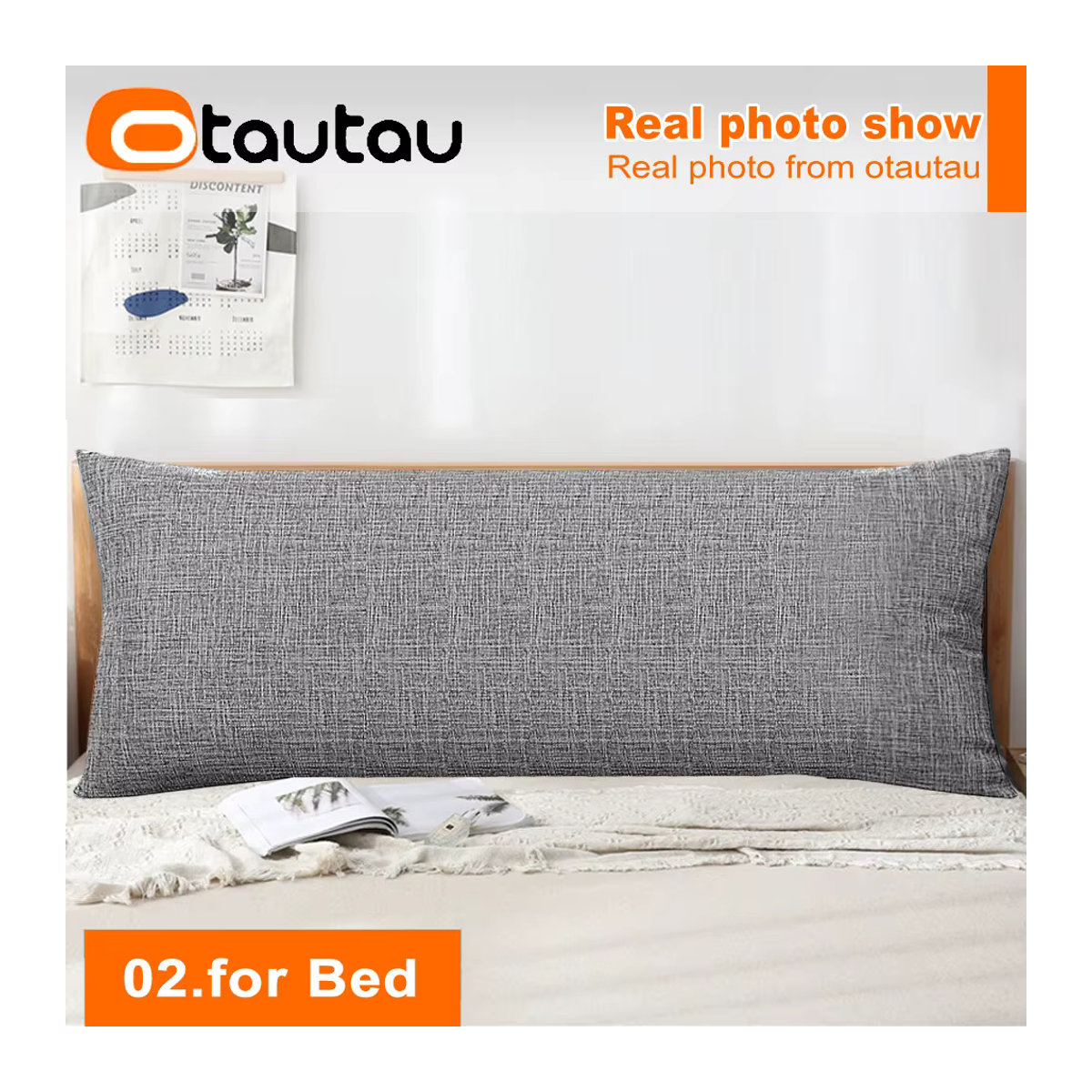 OTAUTAU Baumwoll-Leinen-Kissenbezug in Grau für Sofa, Bett oder Couch - Bild 4