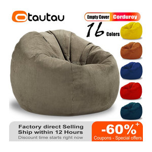 OTAUTAU Cord Sitzsack Abdeckung Grau ohne Füllung für Erwachsene und Kinder