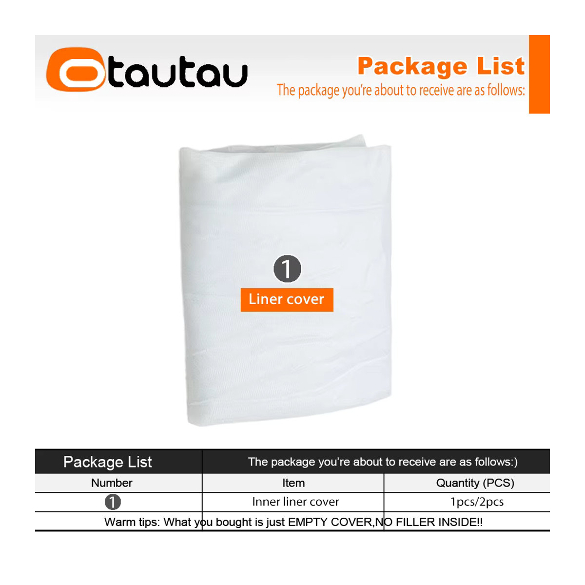 OTAUTAU Ersatzbezug für Sitzsack und Pouf, waschbarer Lazy Sofa Innenfutter ohne Füllung, Farbe: Weiß - Bild 3
