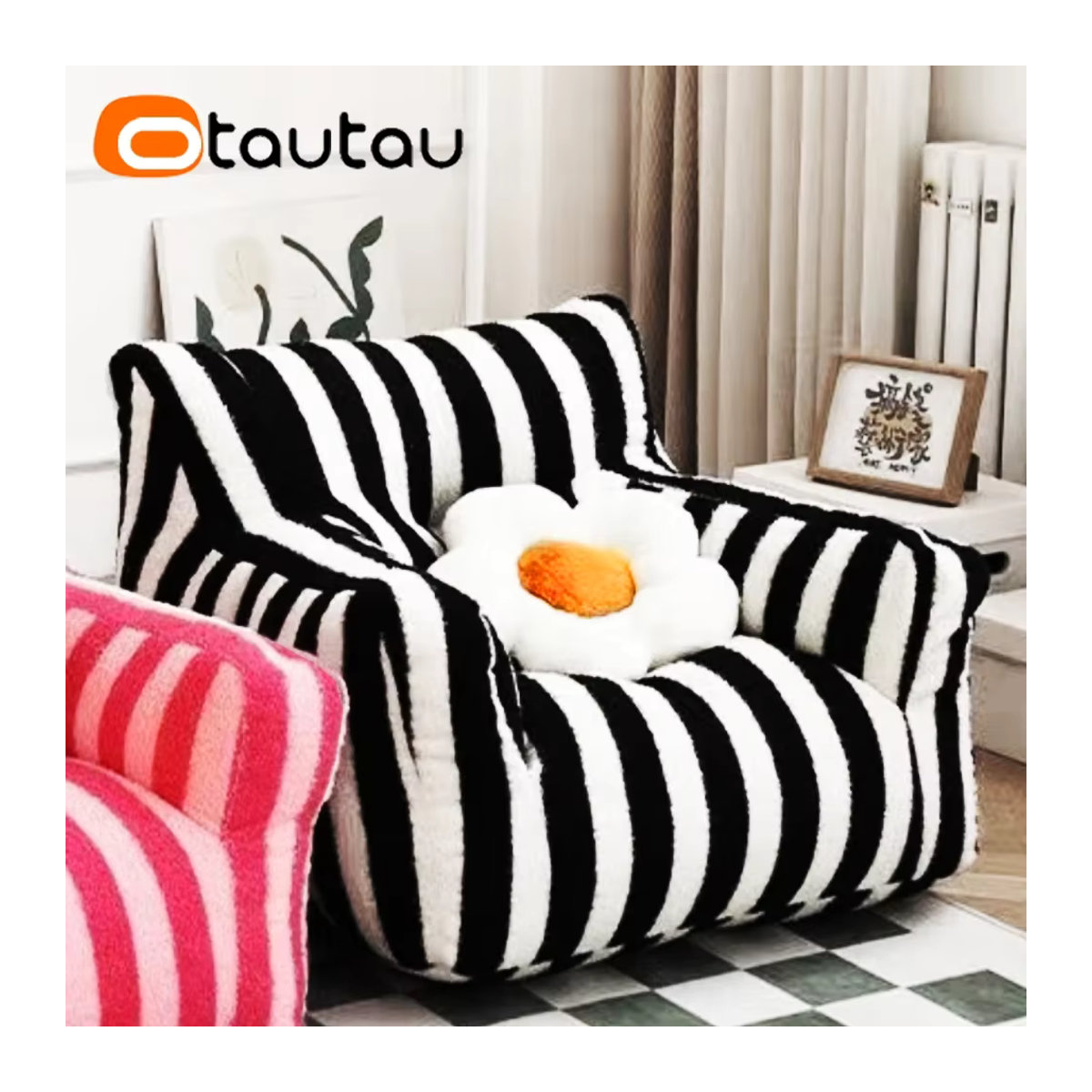 OTAUTAU Kinder-Sitzsackbezug in Schwarz, Größe S, Sesselbezug und Pouf-Bezug SF164 - Bild 3
